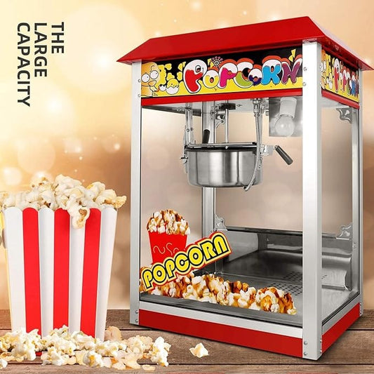 Popcorn Maker Machine, Electric Hot Air Popcorn Poppers, Stainless Steel Popcorn Machine, for Commercial And Home